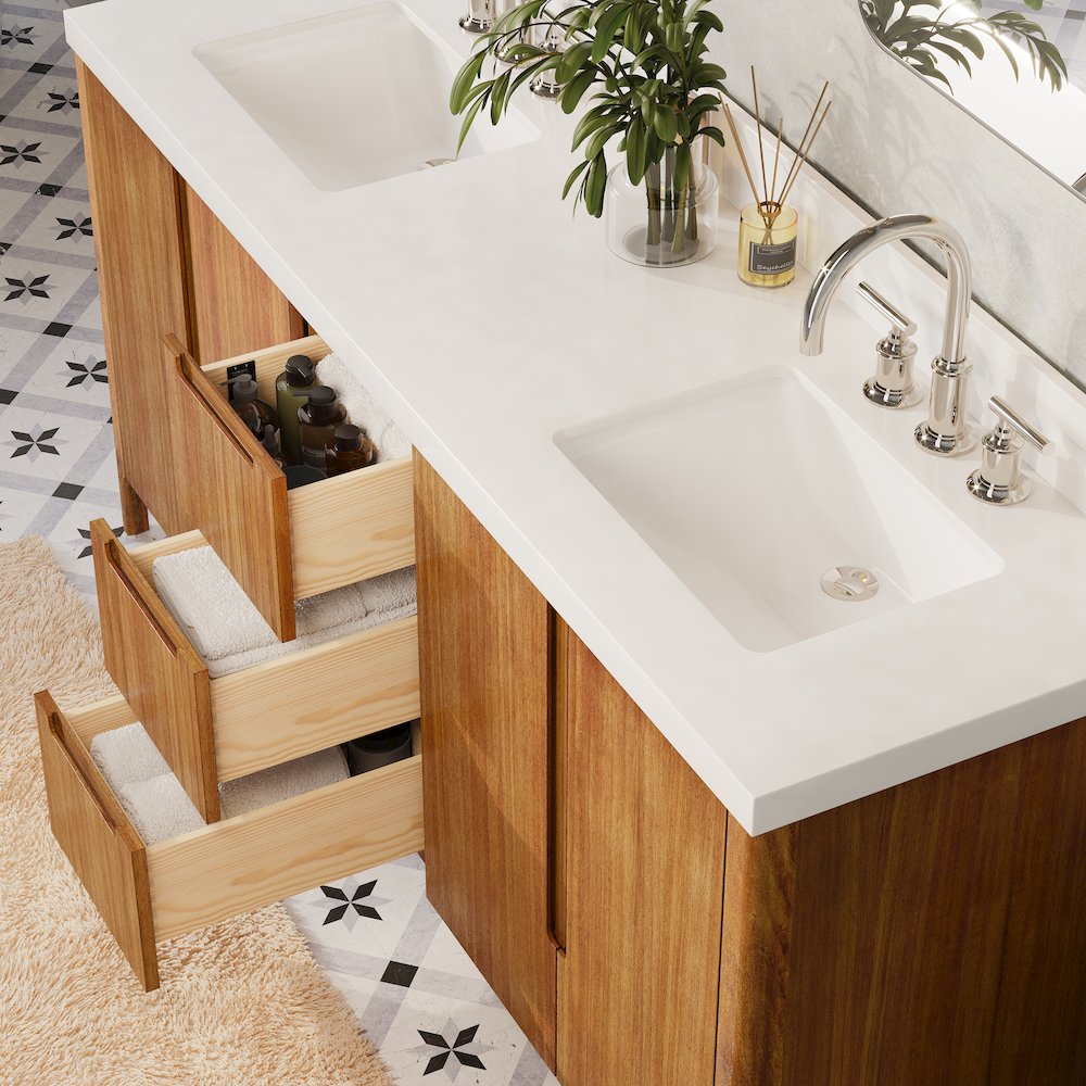 Sequoia 72 In. Double Sink Whitebrook Quartz Countertop Bath Vanity. Picture 14