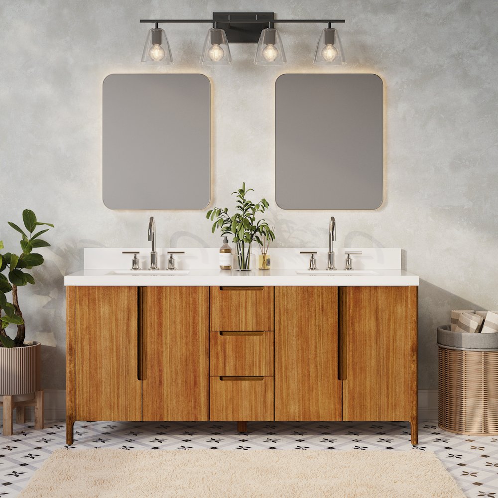 Sequoia 72 In. Double Sink Whitebrook Quartz Countertop Bath Vanity. Picture 15