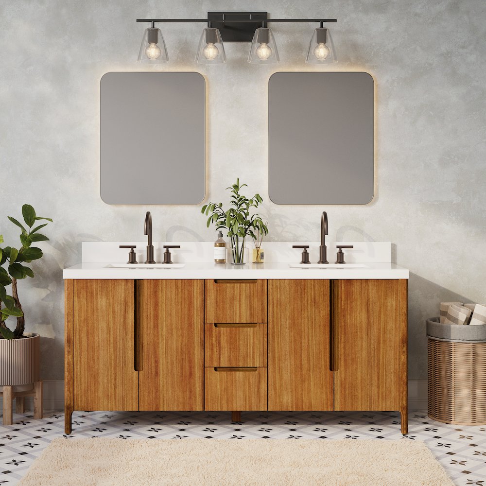 Sequoia 72 In. Double Sink Whitebrook Quartz Countertop Bath Vanity. Picture 2