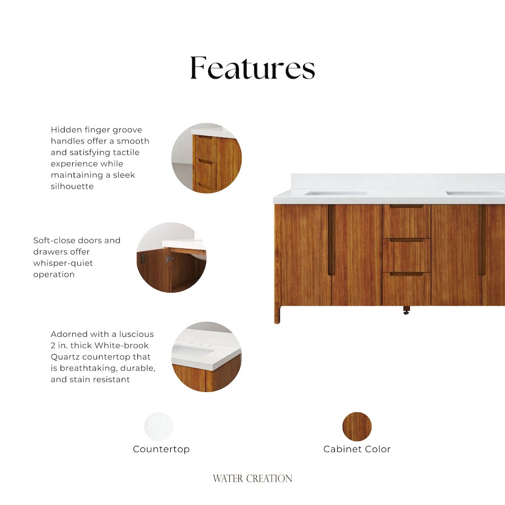 Sequoia 72 In. Double Sink Whitebrook Quartz Countertop Bath Vanity. Picture 19