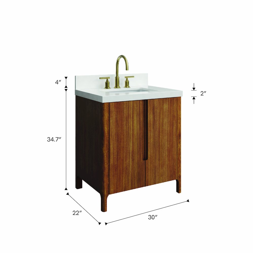 Sequoia 30 In. Single Sink Whitebrook Quartz Countertop Bath Vanity. Picture 16