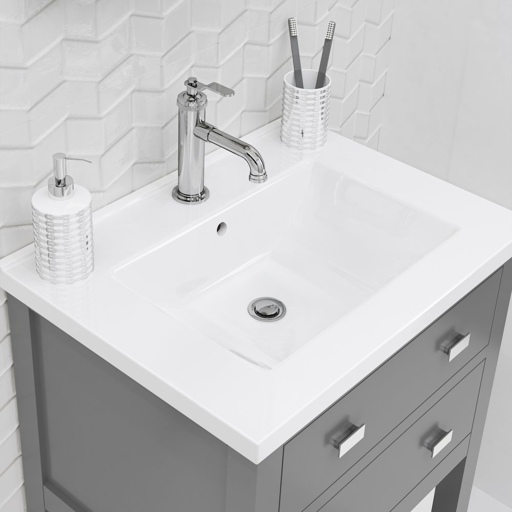 Viola 24 In. Integrated Ceramic Sink Top Vanity in Cashmere Grey Single Faucet. Picture 7