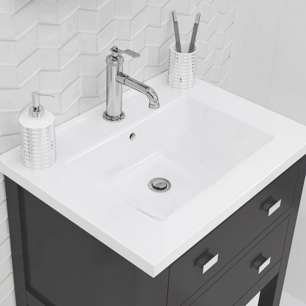 Viola 24 In. Integrated Ceramic Sink Top Vanity in Espresso Single Faucet. Picture 7
