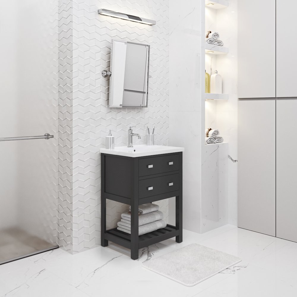 Viola 24 In. Integrated Ceramic Sink Top Vanity in Espresso. Picture 3