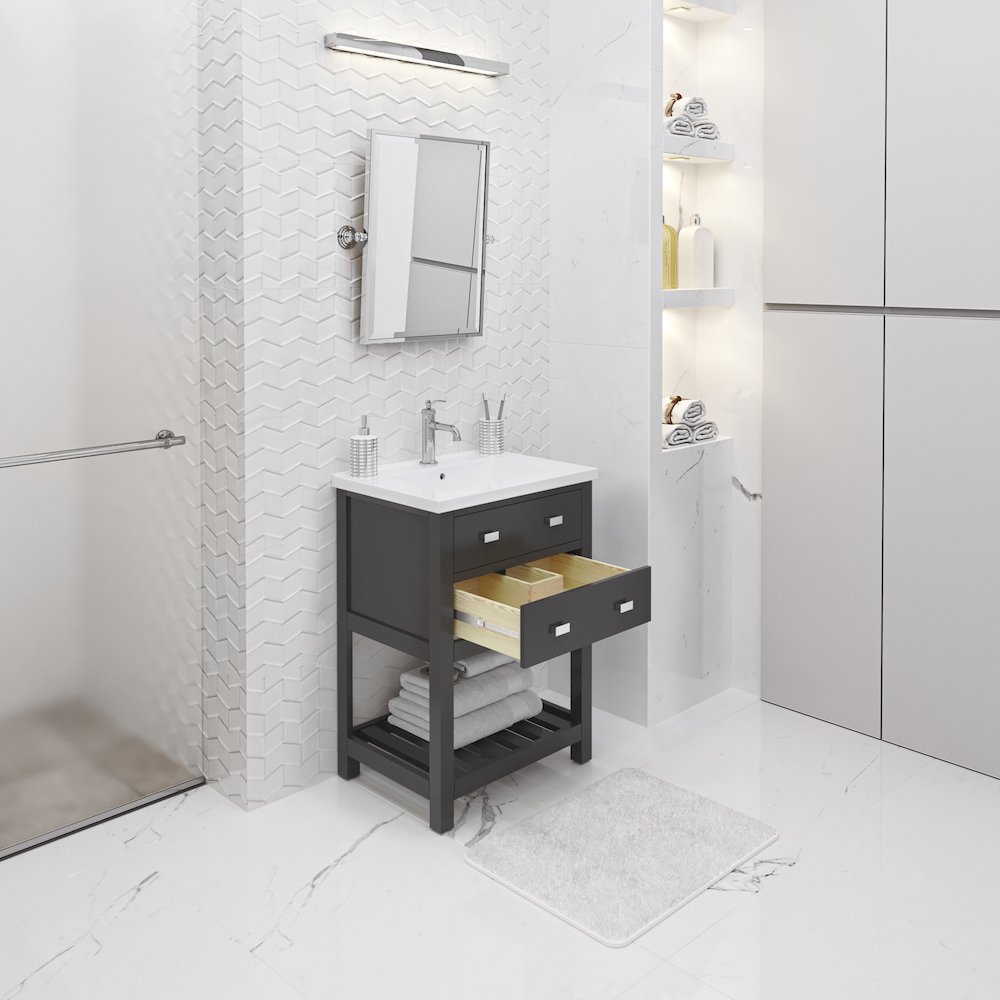 Viola 24 In. Integrated Ceramic Sink Top Vanity in Espresso. Picture 4