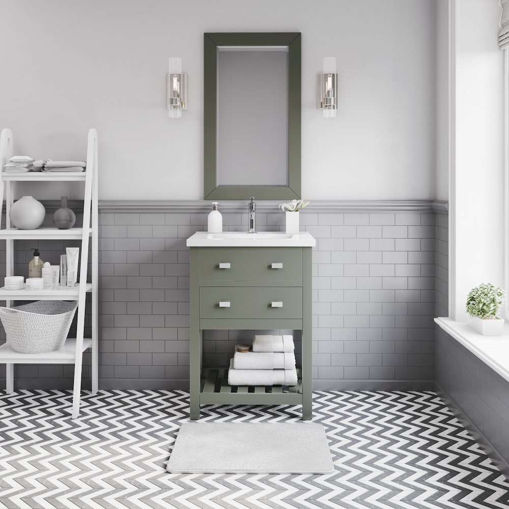 Viola 24 In. Integrated Ceramic Sink Top Vanity in Glacial Green. Picture 2