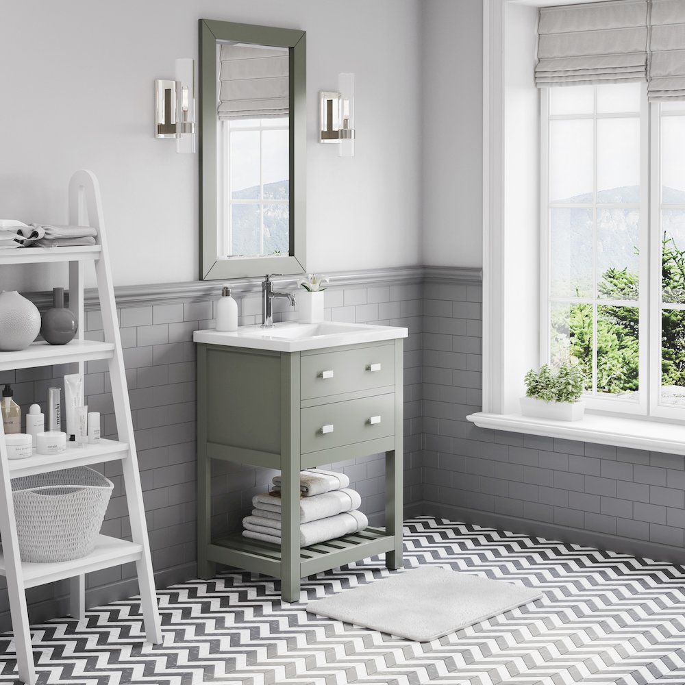 Viola 24 In. Integrated Ceramic Sink Top Vanity in Glacial Green. Picture 3
