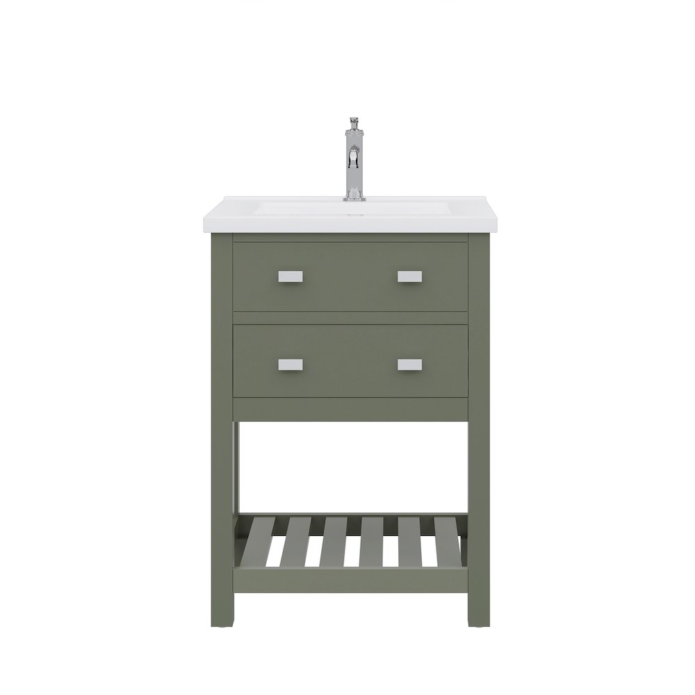 Viola 24 In. Integrated Ceramic Sink Top Vanity in Glacial Green. Picture 1