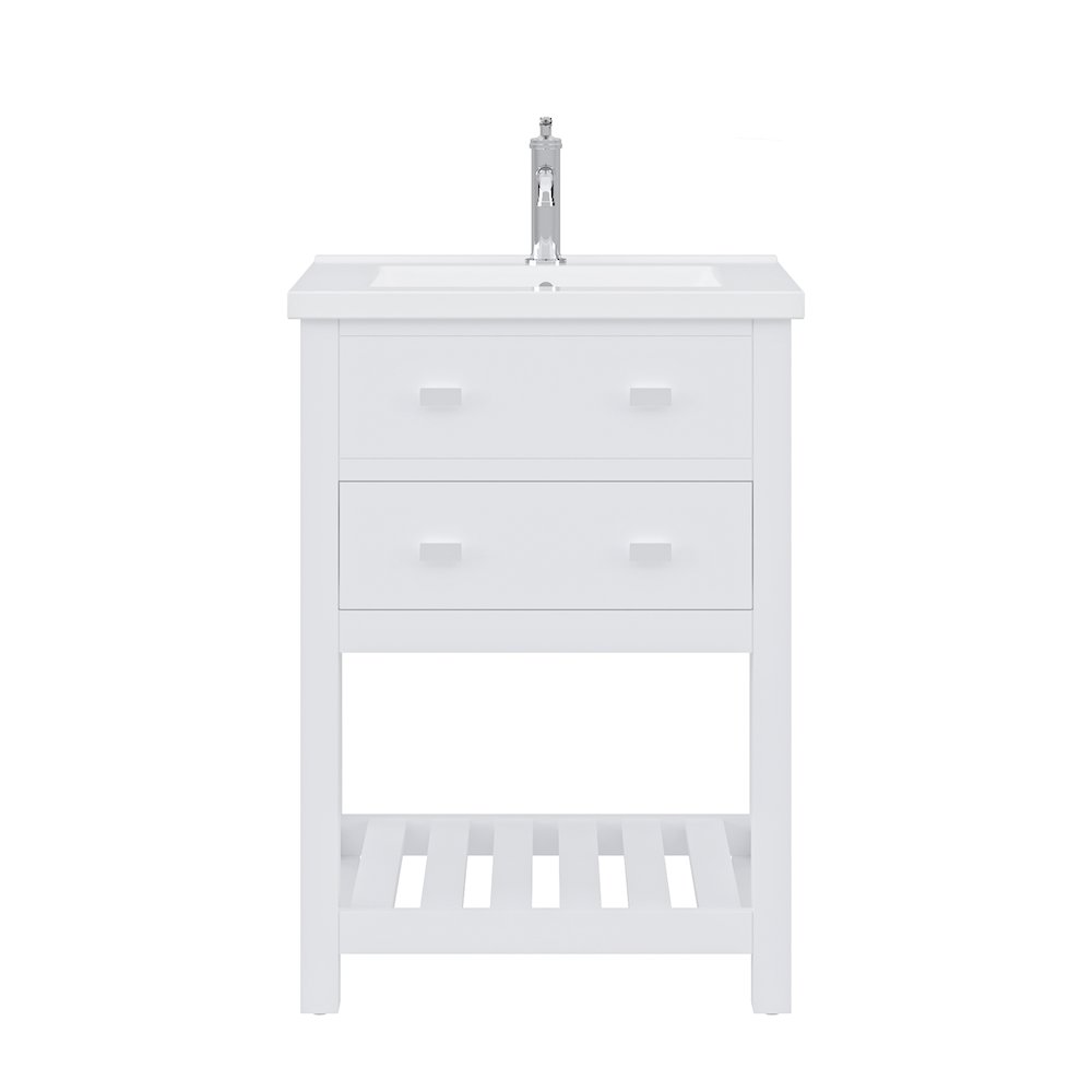 Viola 24 In. Integrated Ceramic Sink Top Vanity in Pure White. Picture 1