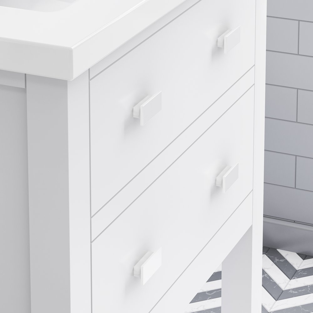 Viola 24 In. Integrated Ceramic Sink Top Vanity in Pure White. Picture 5