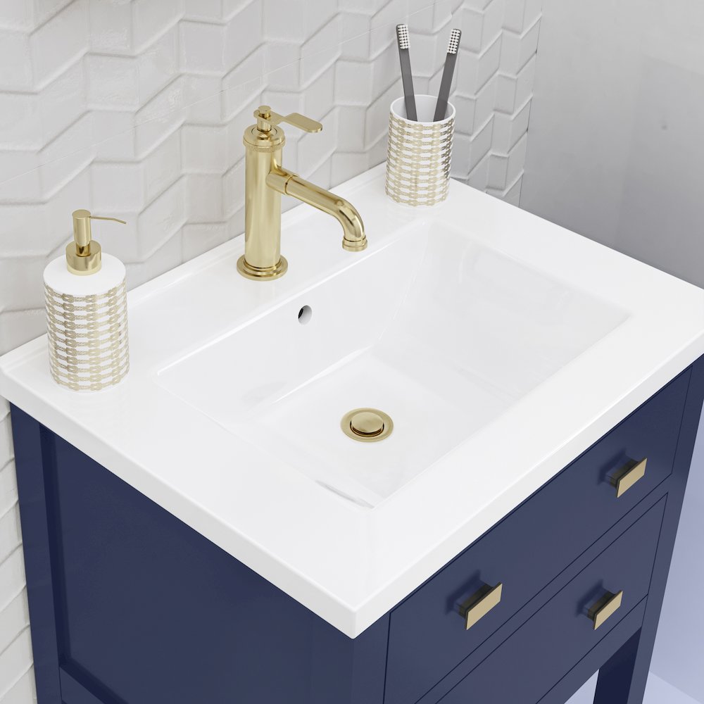 Viola 24 In. Integrated Ceramic Sink Top Vanity in Monarch Blue  Single Faucet. Picture 7