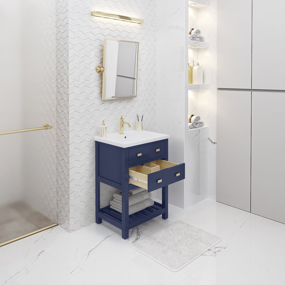 Viola 24 In. Integrated Ceramic Sink Top Vanity in Monarch Blue. Picture 4