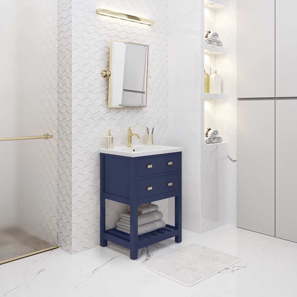 Viola 24 In. Integrated Ceramic Sink Top Vanity in Monarch Blue. Picture 3