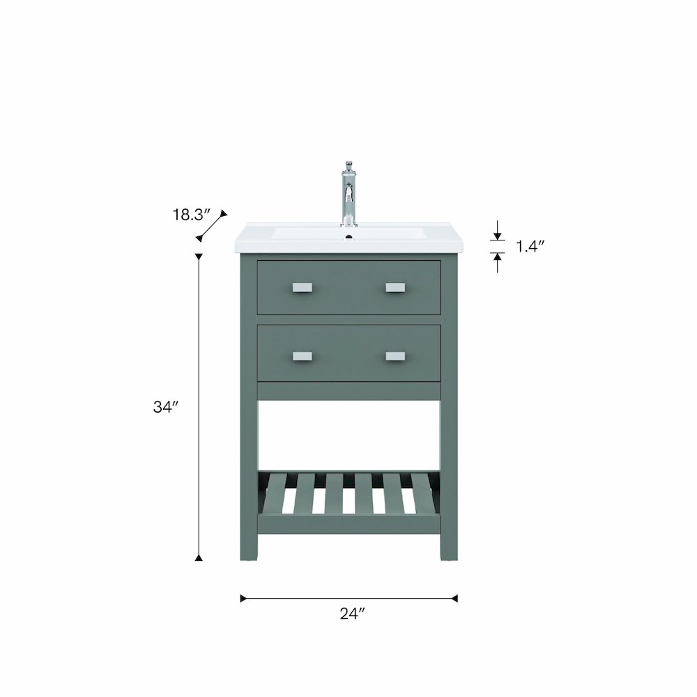 Viola 24 In. Integrated Ceramic Sink Top Vanity in Cashmere Grey. Picture 7