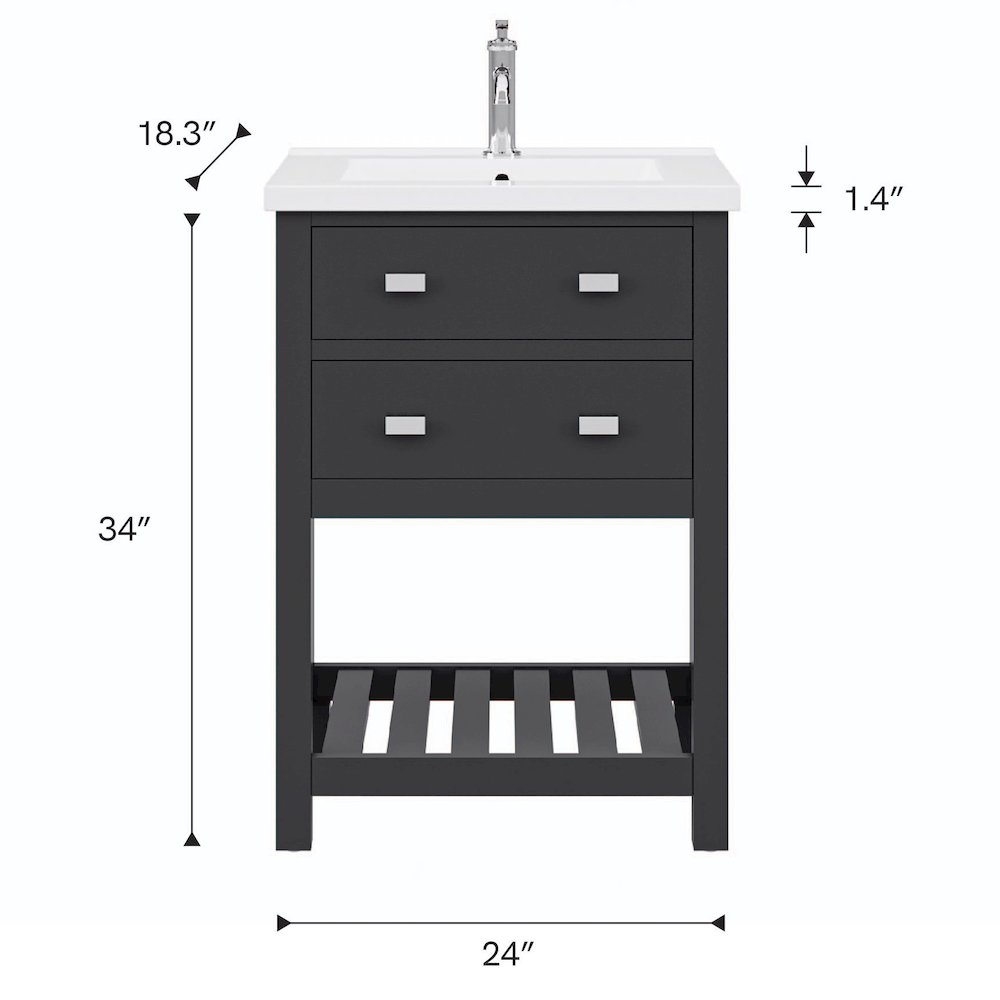 Viola 24 In. Integrated Ceramic Sink Top Vanity in Espresso. Picture 11