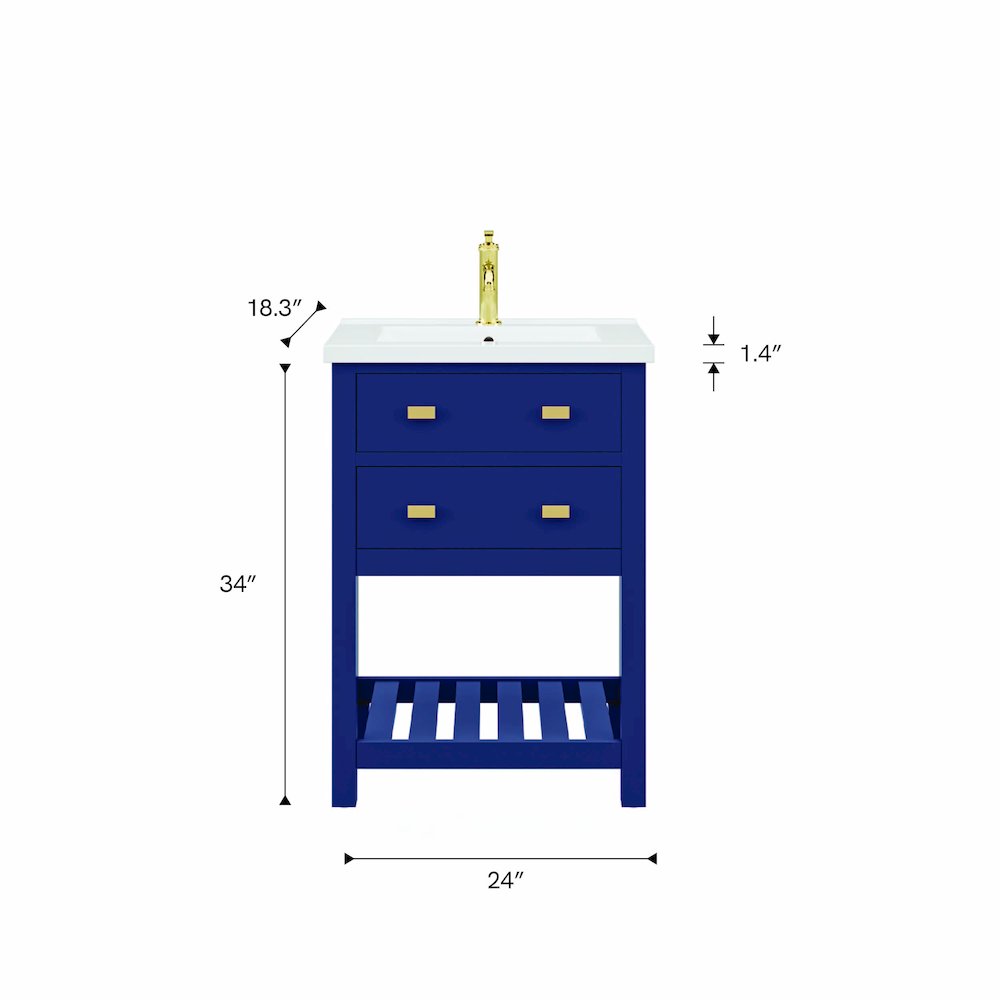 Viola 24 In. Integrated Ceramic Sink Top Vanity in Monarch Blue. Picture 7