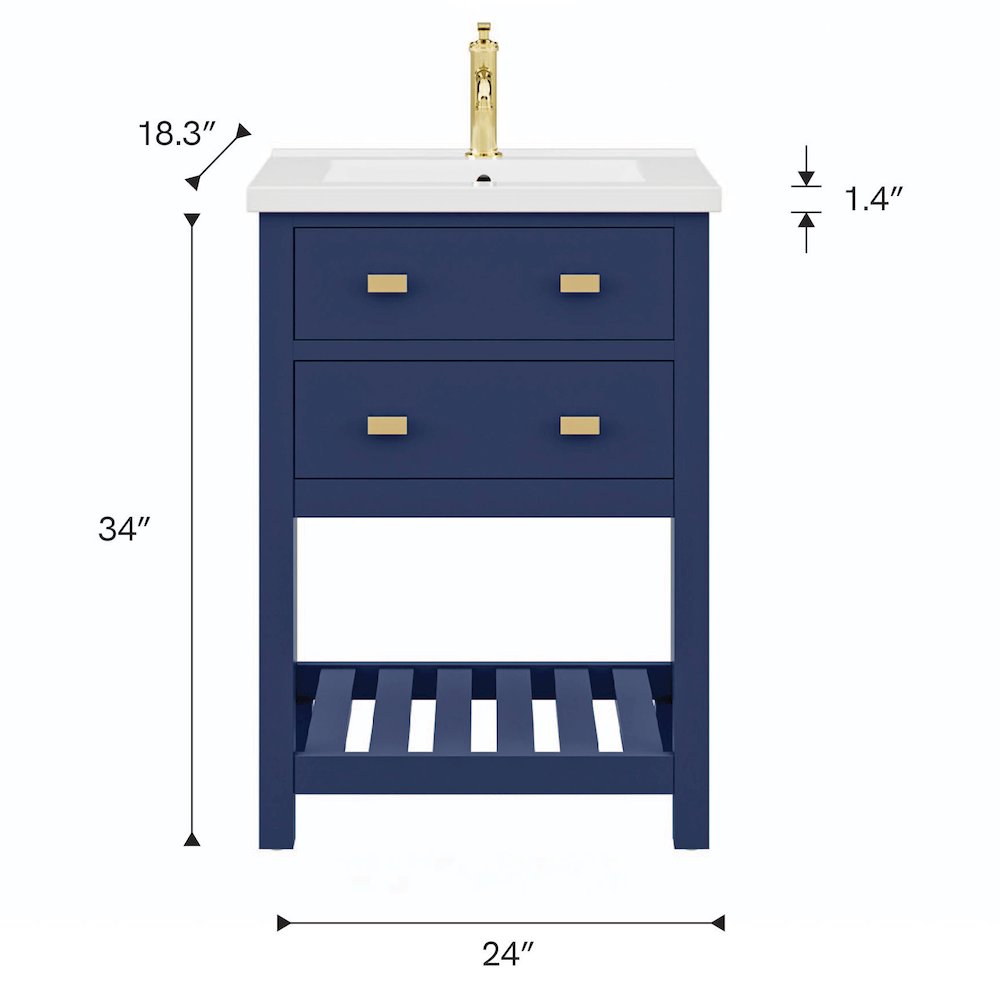 Viola 24 In. Integrated Ceramic Sink Top Vanity in Monarch Blue. Picture 11