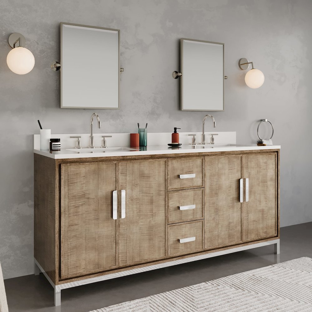 Westin 72 In. Double sink Whitebrook Quartz Countertop Bath Vanity. Picture 9