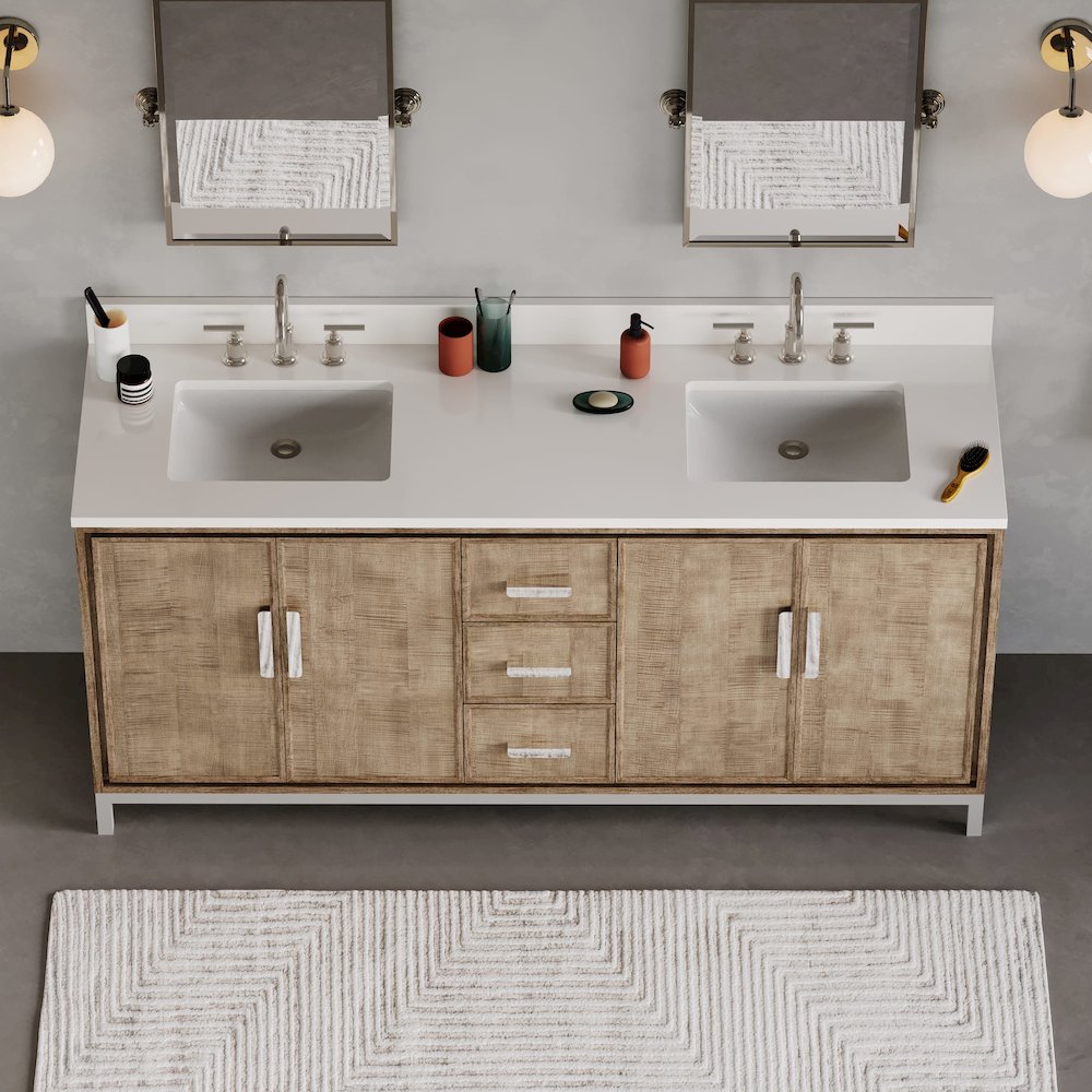 Westin 72 In. Double sink Whitebrook Quartz Countertop Bath Vanity. Picture 14