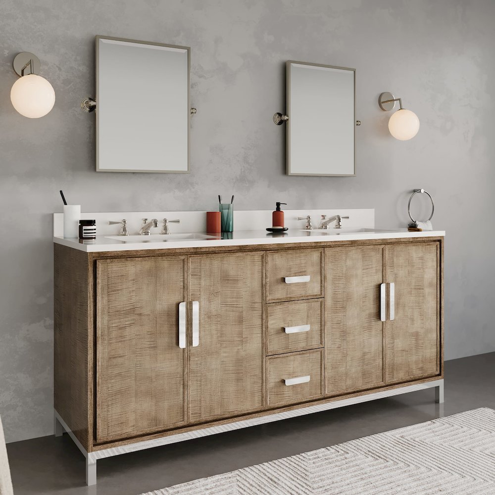 Westin 72 In. Double sink Whitebrook Quartz Countertop Bath Vanity. Picture 9
