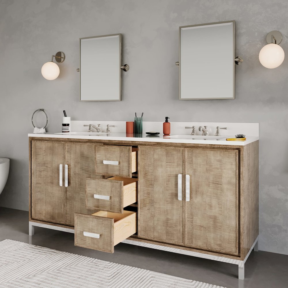 Westin 72 In. Double sink Whitebrook Quartz Countertop Bath Vanity. Picture 11