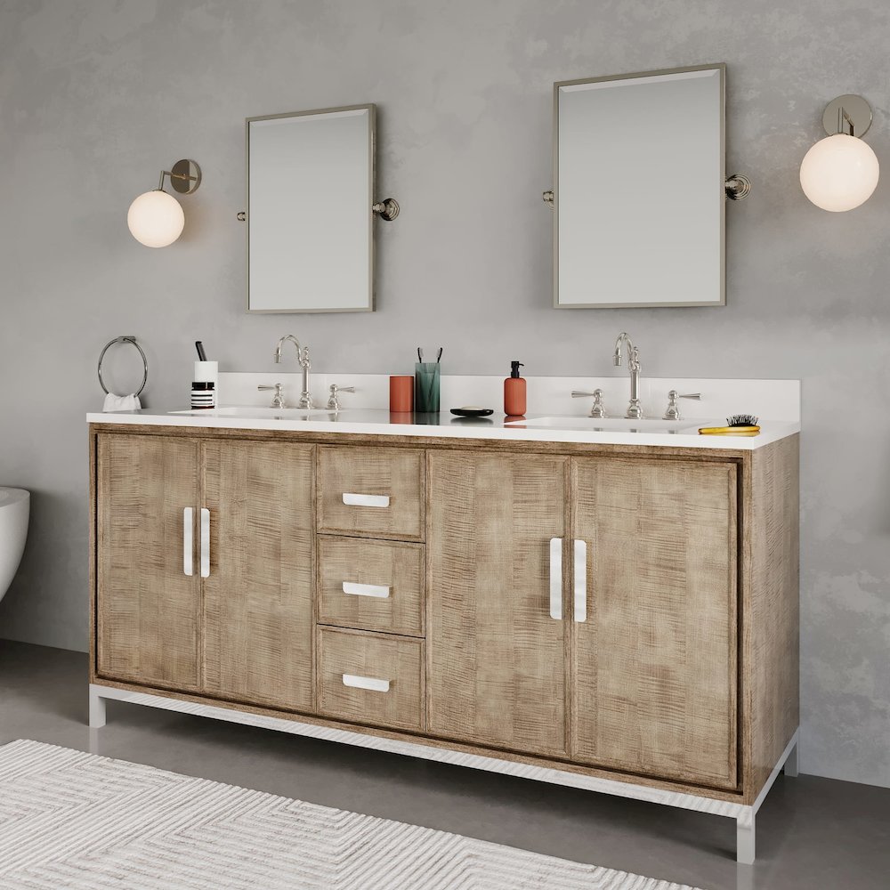 Westin 72 In. Double sink Whitebrook Quartz Countertop Bath Vanity. Picture 10