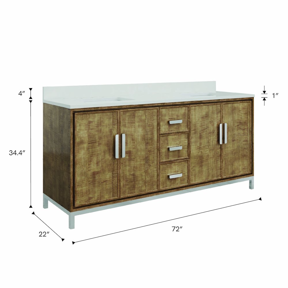 Westin 72 In. Double sink Whitebrook Quartz Countertop Bath Vanity. Picture 15
