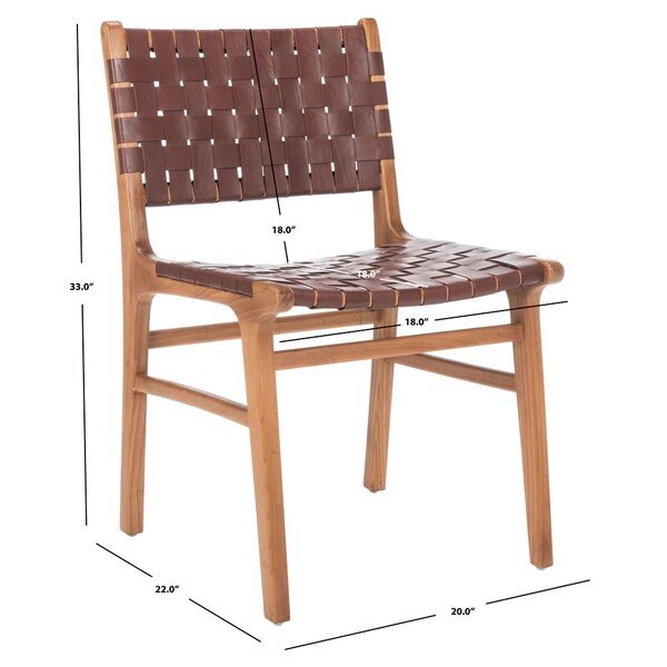Taika Woven Leather Dining Chair, Cognac/Natural (Set of 2). Picture 3