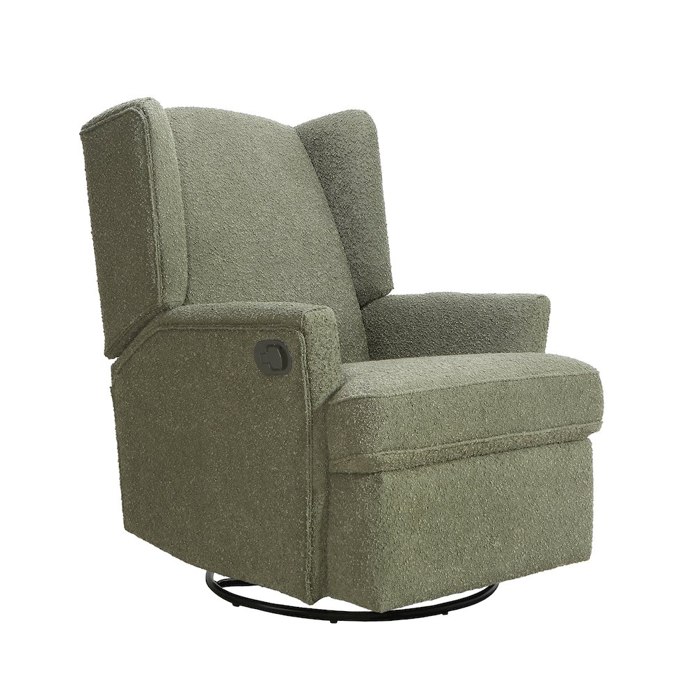 Hemingway Wingback Recliner in Sage Boucle. Picture 1