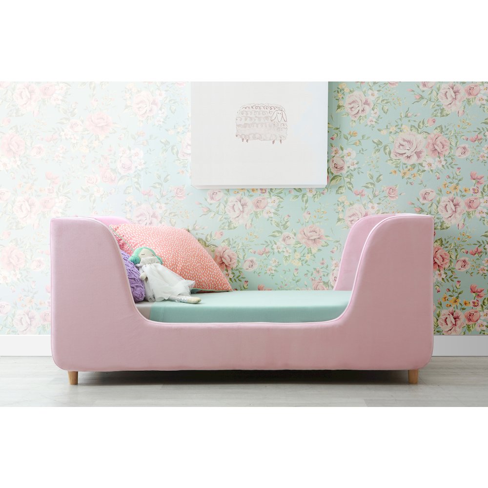 Bodhi Upholstered Toddler Bed in Pink. Picture 3