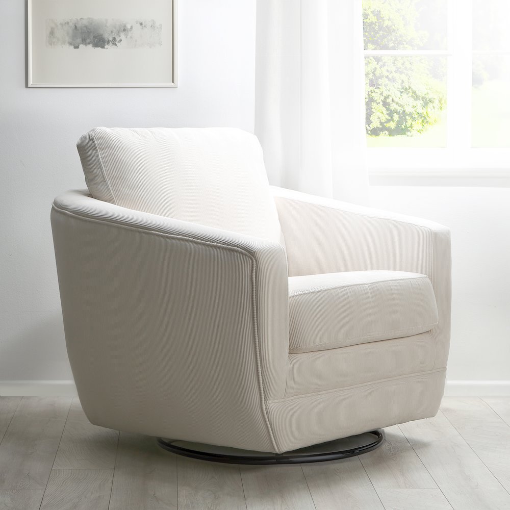 Gogh Swivel Chair in Ivory Stripe. Picture 3