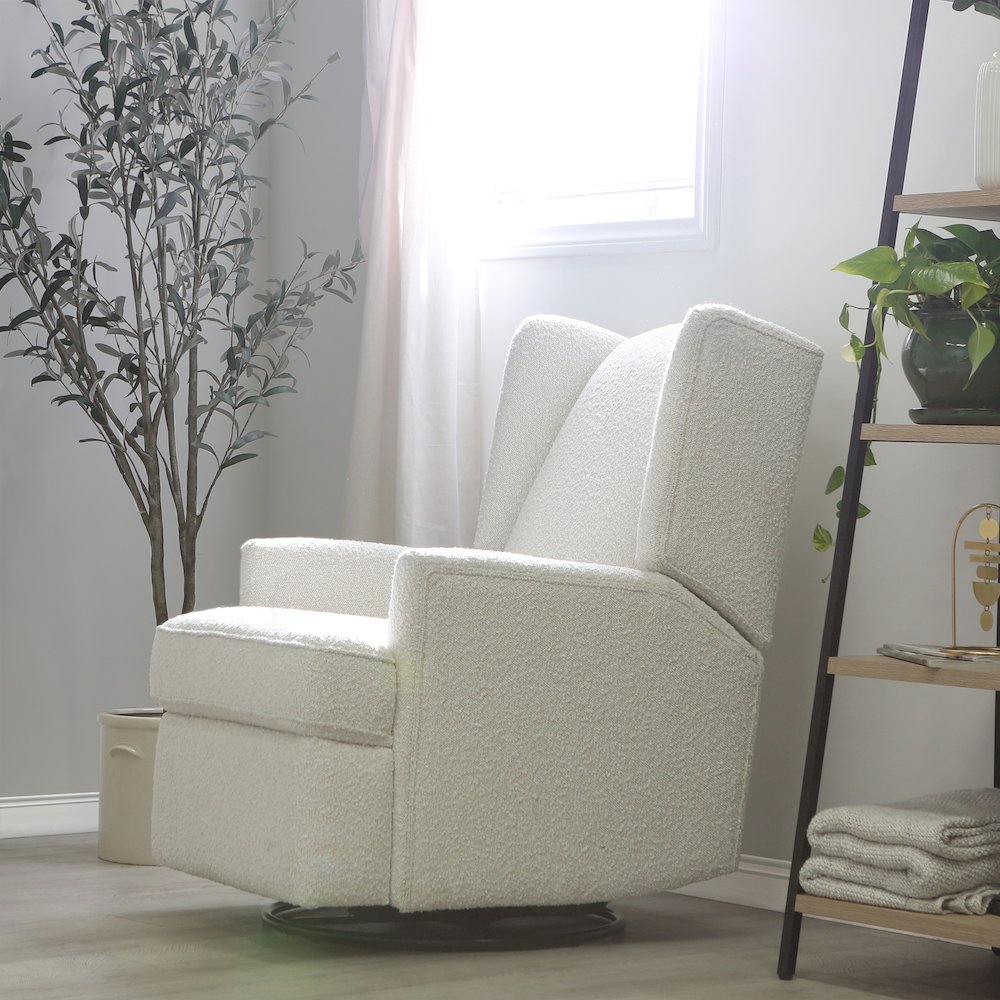 Hemingway Wingback Recliner in Cream Boucle. Picture 4
