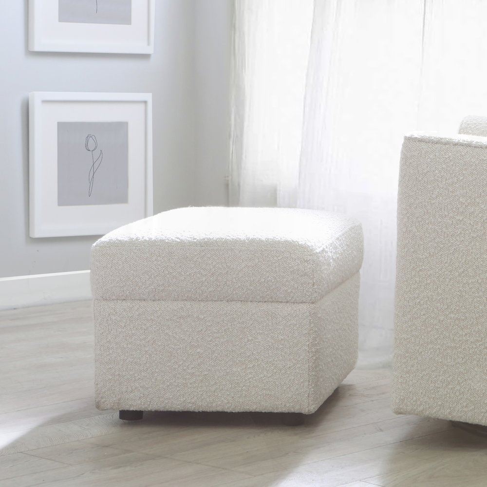 Soho Ottoman in Cream Boucle. Picture 2