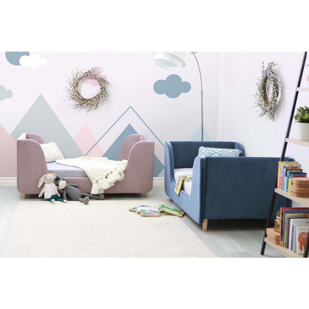 Bodhi Upholstered Toddler Bed in Grey. Picture 3