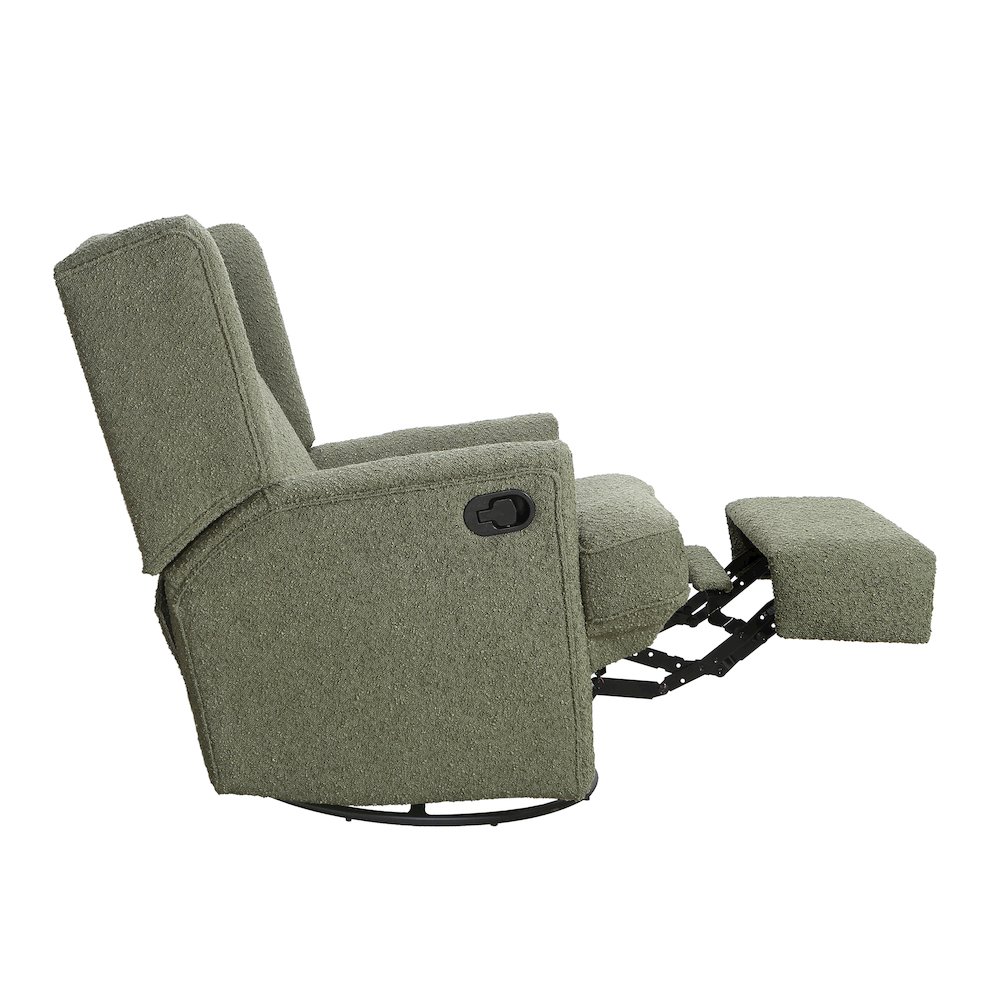 Hemingway Wingback Recliner in Sage Boucle. Picture 4