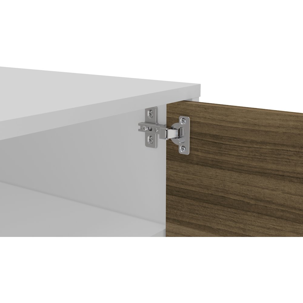 Polifurniture Porto Rico Tv Stand for TVs up to 65", White & Walnut. Picture 6