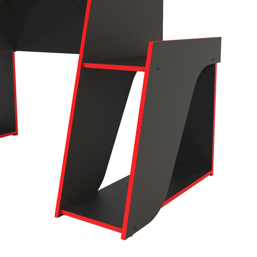 57.5 in.  Gaming Computer Desk with Keyboard Tray and Storage Shelves. Picture 4