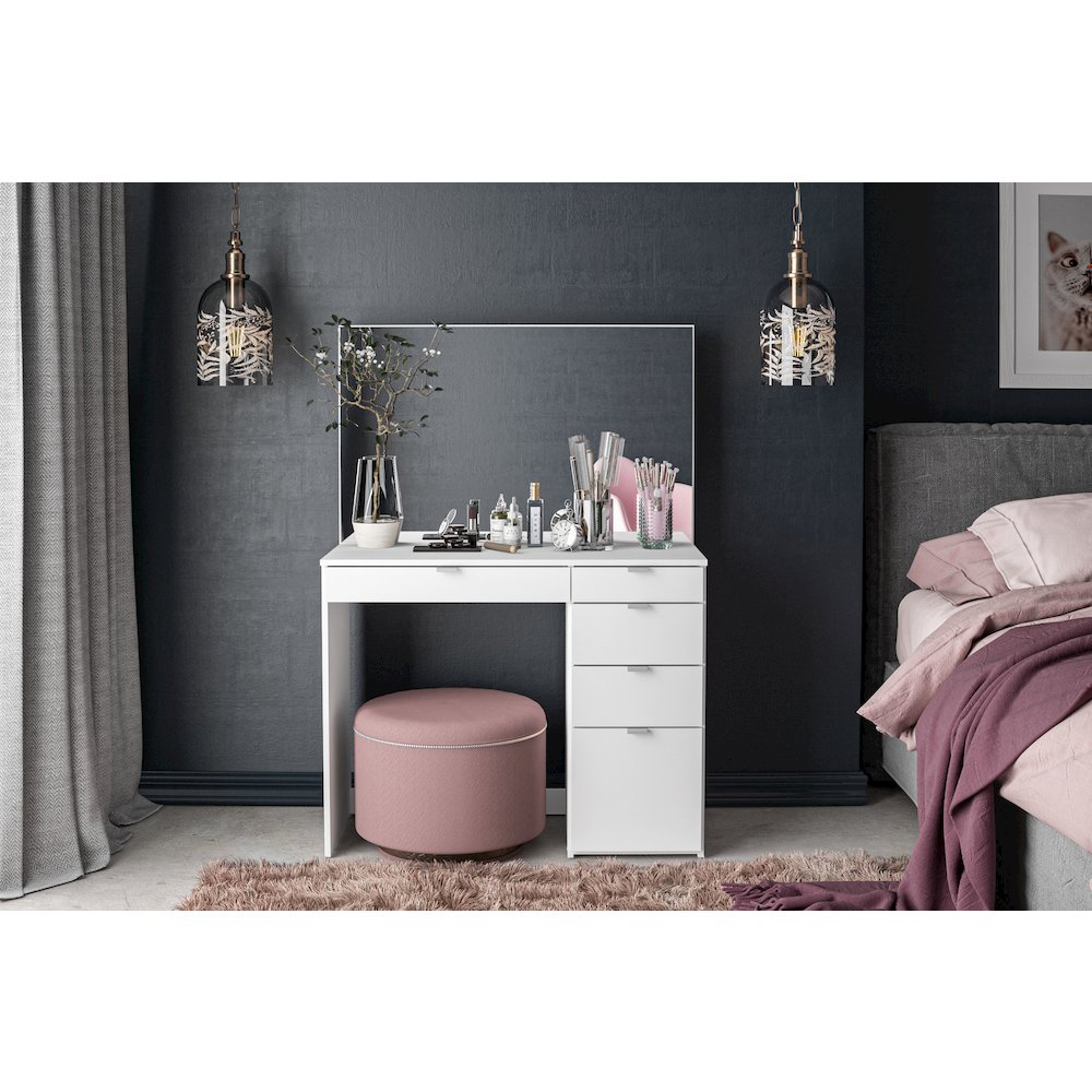 Polifurniture Linden Modern Bedroom Vanity, White. Picture 4