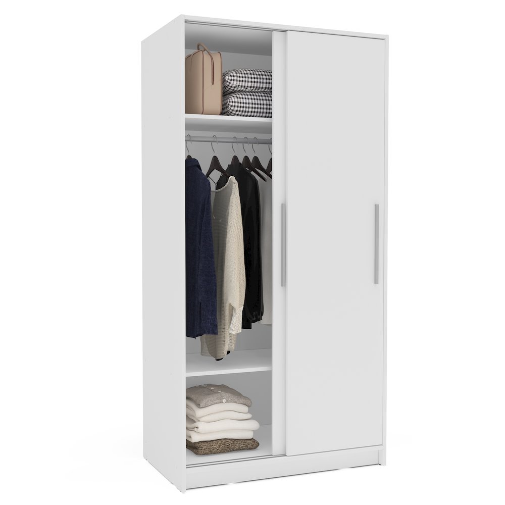 Polifurniture Denmark Bedroom Armoire with 2 Sliding Doors, White. Picture 5