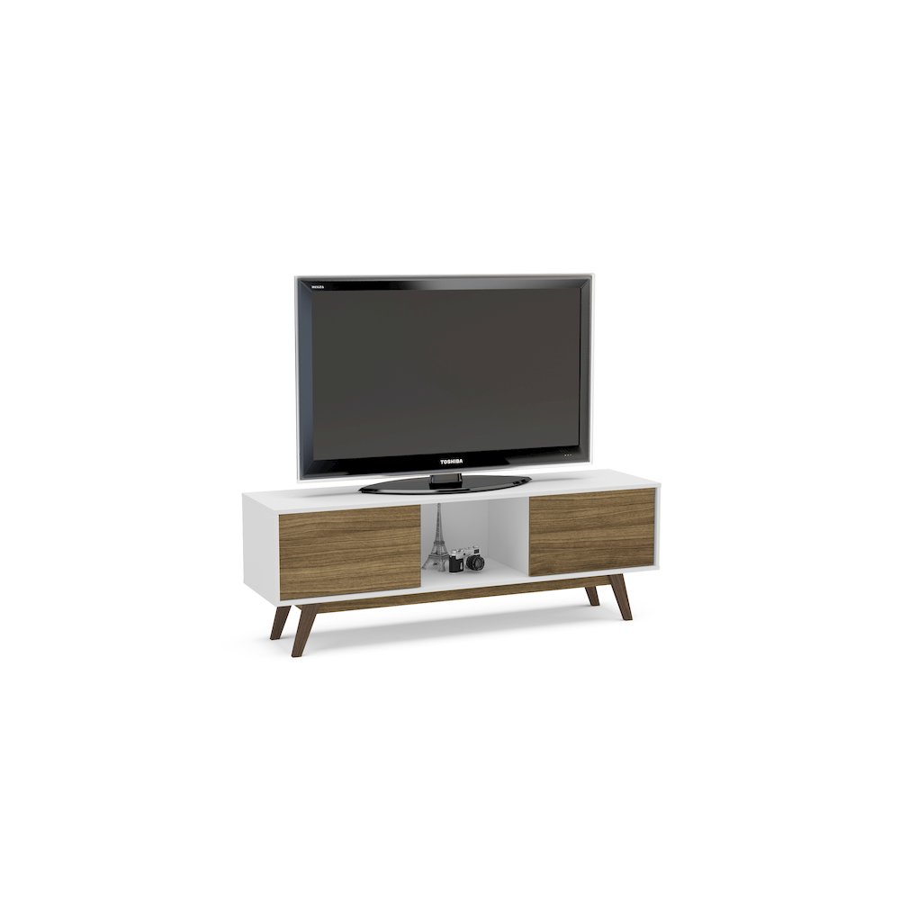 Polifurniture Porto Rico Tv Stand for TVs up to 65", White & Walnut. Picture 7