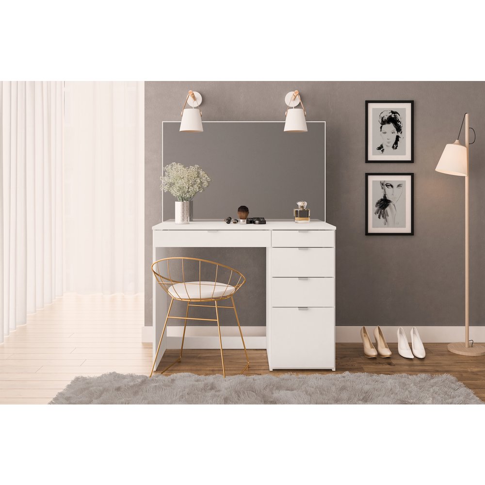 Polifurniture Linden Modern Bedroom Vanity, White. Picture 2