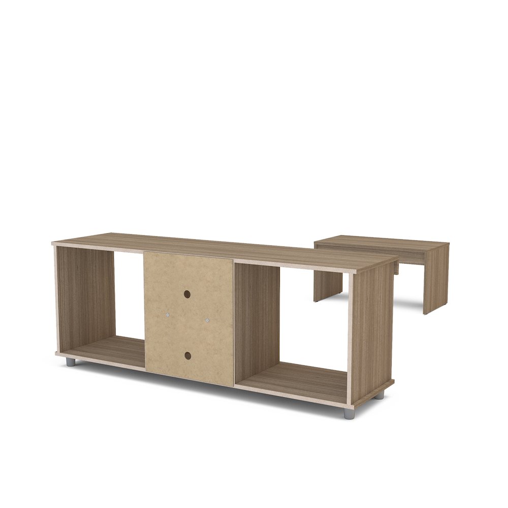 Polifurniture 2 Piece Living Room Set with TV Stand and Coffee Table, Walnut. Picture 8