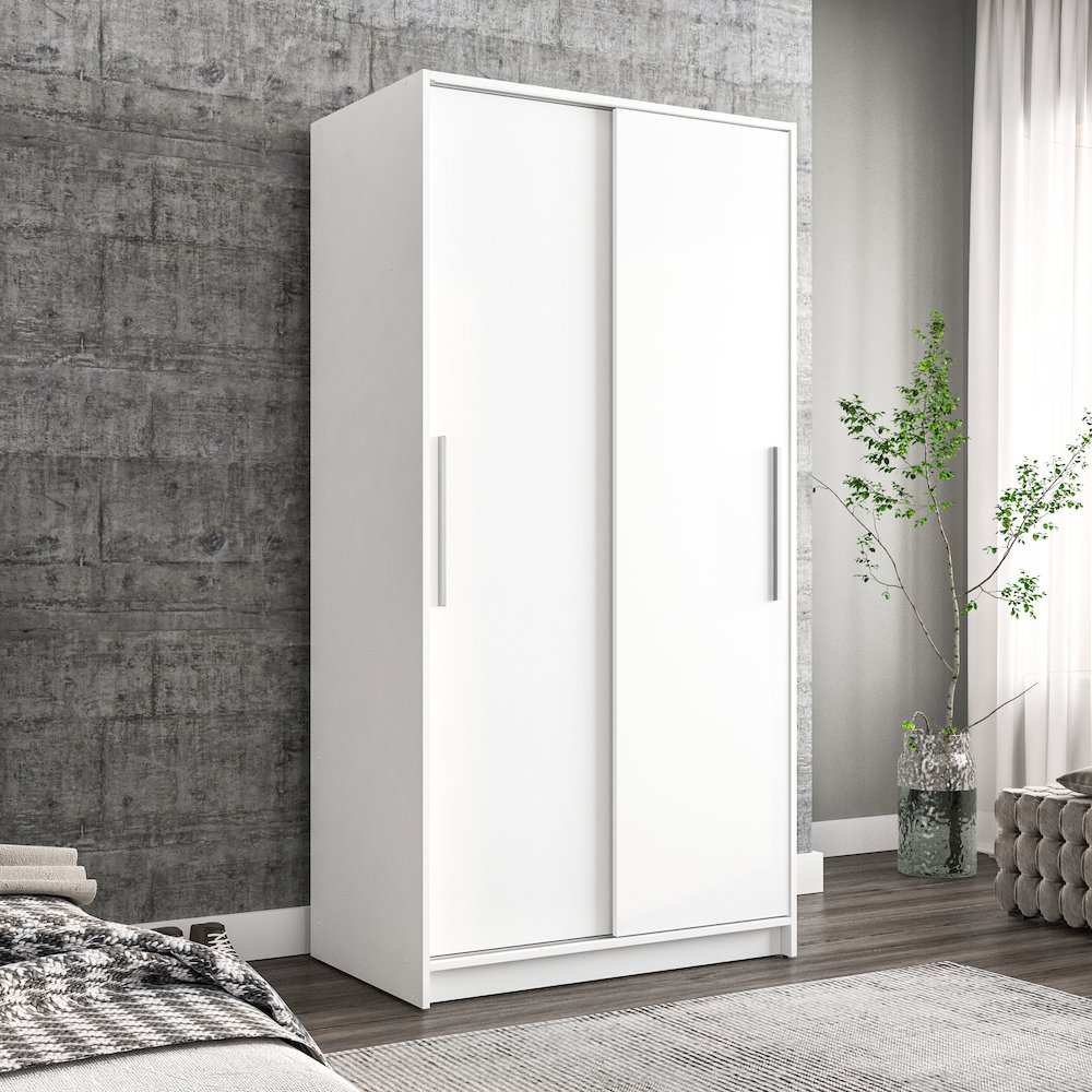 Polifurniture Denmark Bedroom Armoire with 2 Sliding Doors, White. Picture 3