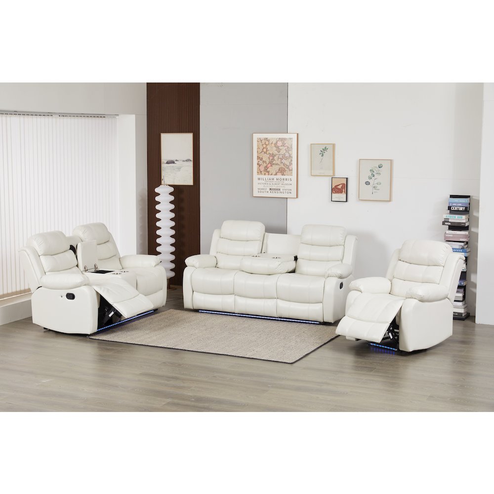 Faux Leather Manual Reclining Sofa Set – 3-Piece Home Theater Seating. Picture 2