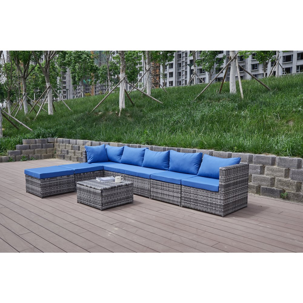 101'' Wicker Outdoor Patio Sectional. Picture 8
