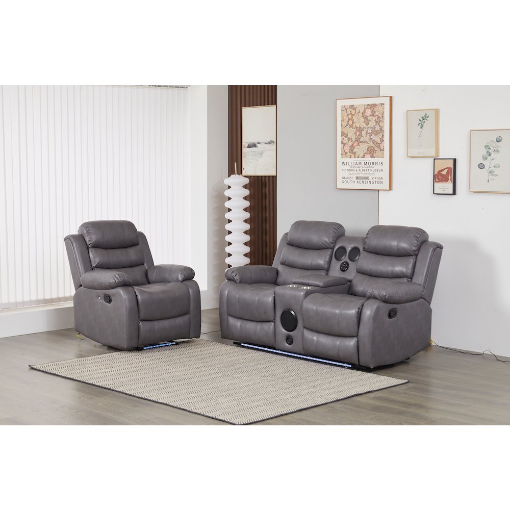 Faux Leather Manual Reclining Sofa Set – Two-Piece Home Theater Seating. Picture 1