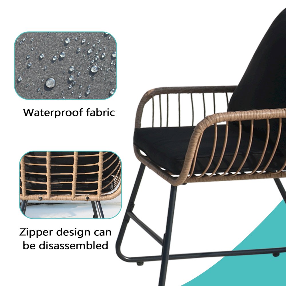 4-Piece Wicker Patio Conversation Set with Cushions - Outdoor Seating for 4. Picture 4