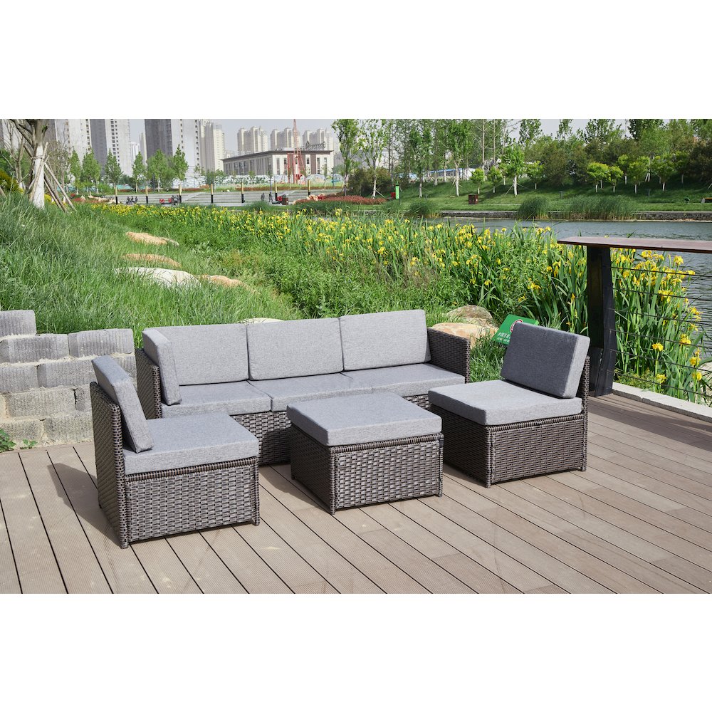4-Piece Wicker Patio Furniture Sets Outdoor Sectional Sofa Set Sectional. Picture 6