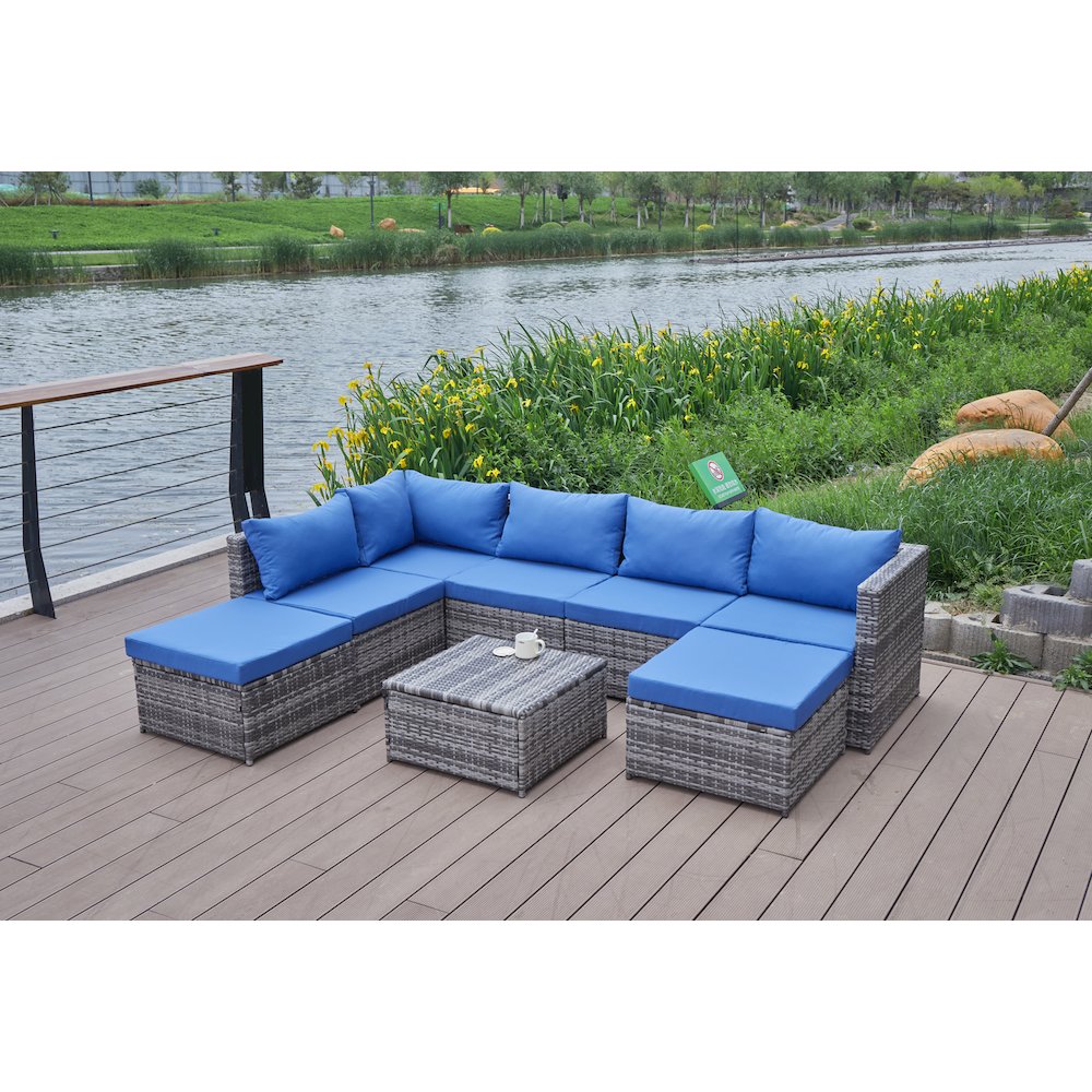 101'' Wicker Outdoor Patio Sectional. Picture 10