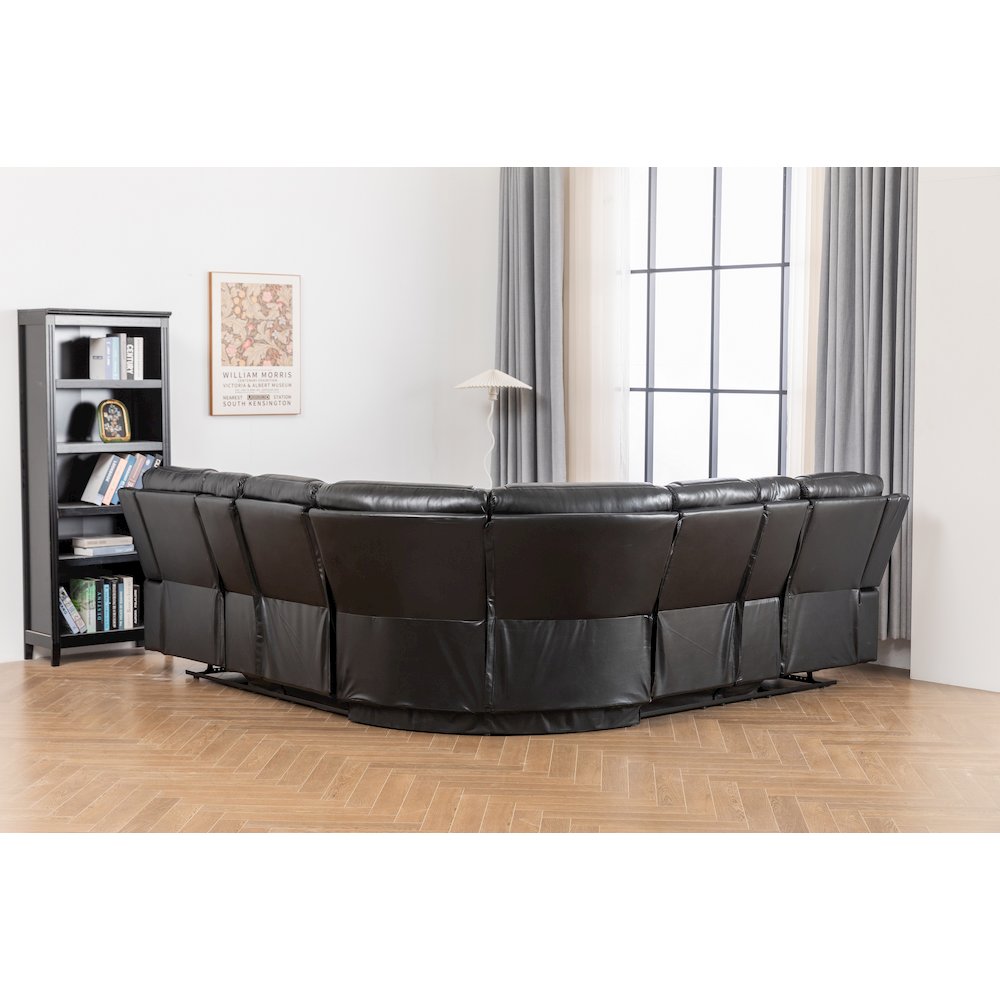 Ilia Two Tone Faux Leather Power Reclining Sectional with Console  & Cup Holder. Picture 8